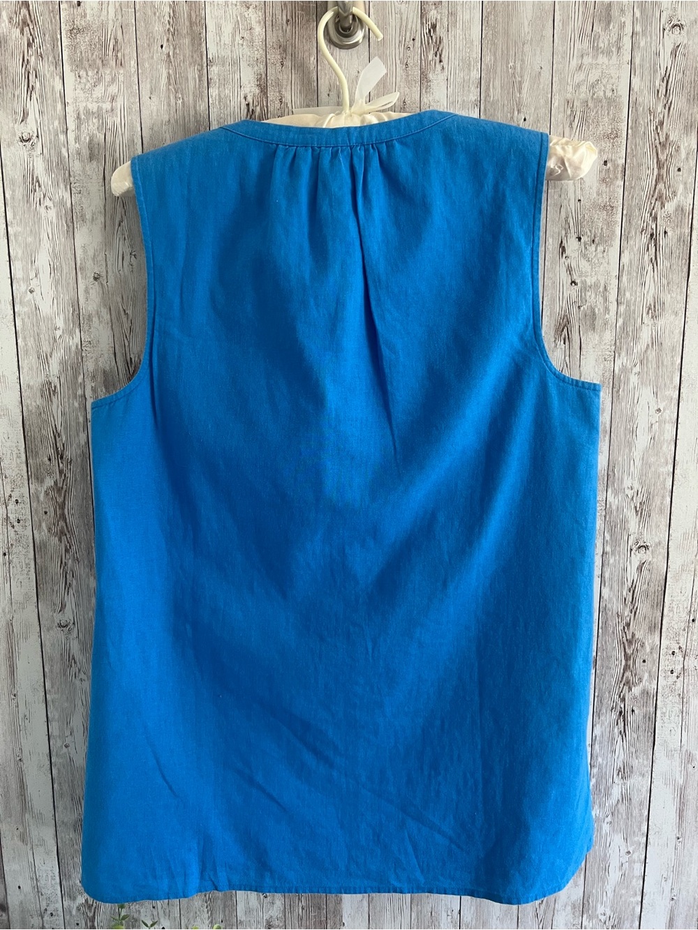 Vineyard Vines Sleeveless Split-Neck Bright Blue Linen Cotton Tank Small - Picture 2 of 4